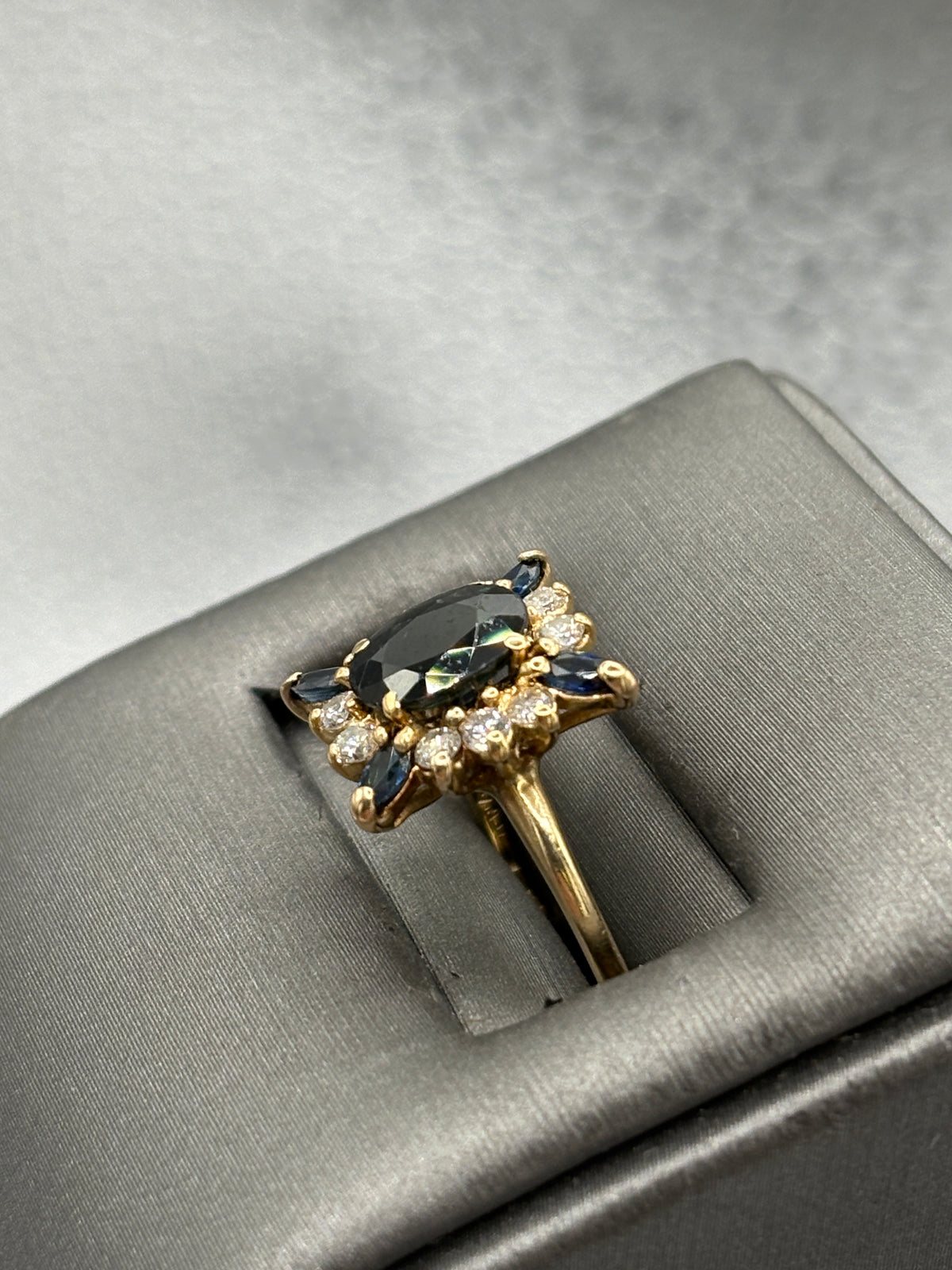 View four of Ladies 14 Karat Yellow Gold Sapphire & Diamond Cocktail Ring