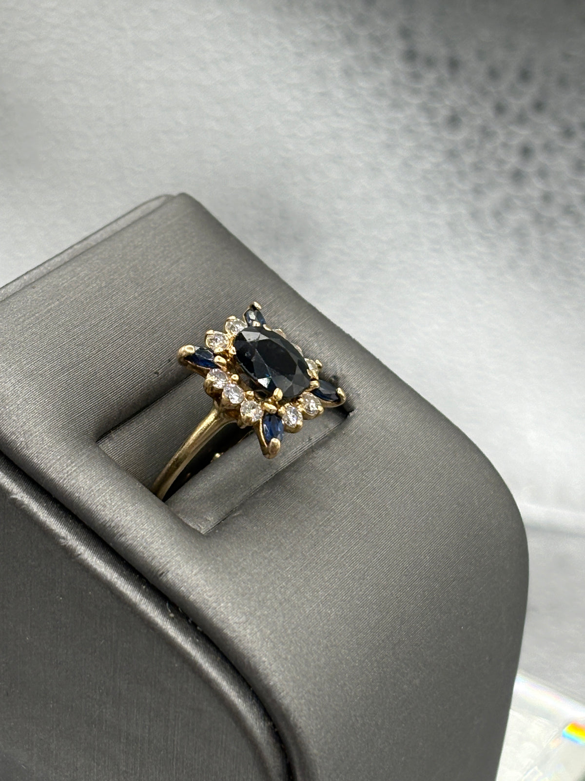 View five of Ladies 14 Karat Yellow Gold Sapphire & Diamond Cocktail Ring