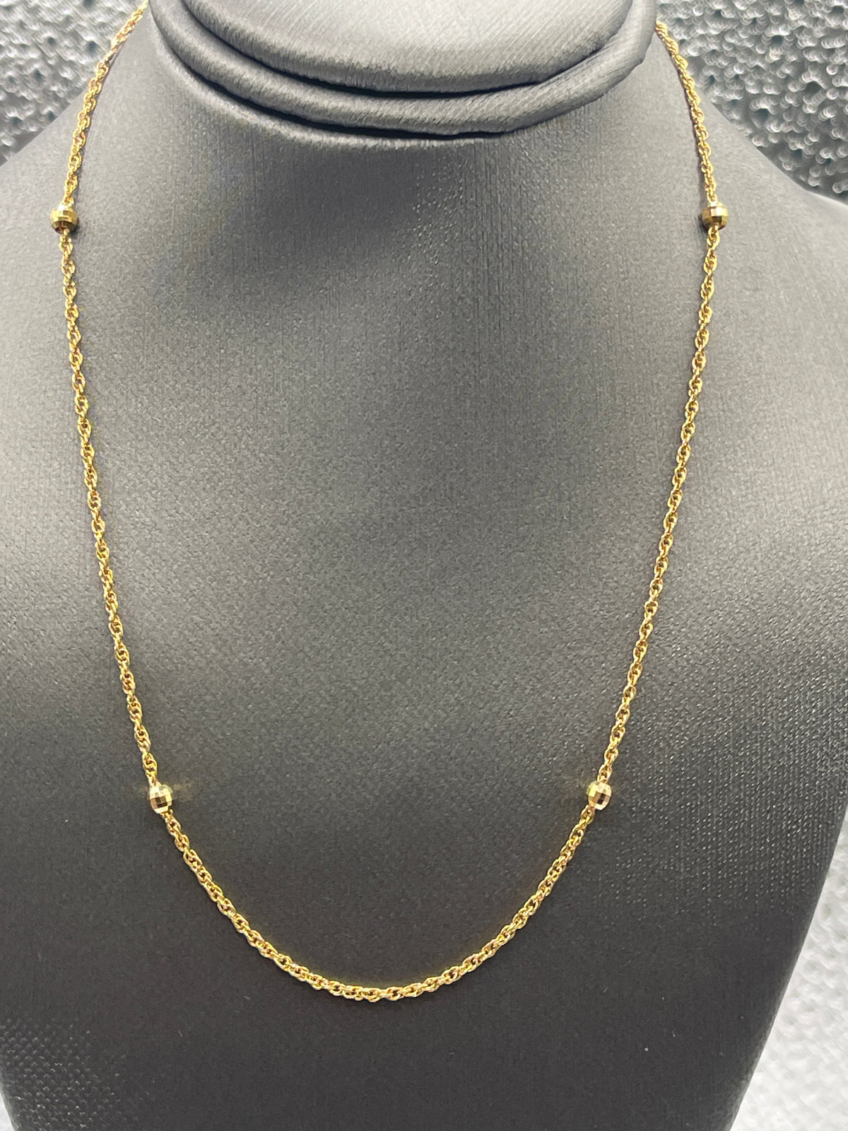 Ladies Petite 14 Karat Yellow Gold Ball & Link Chain