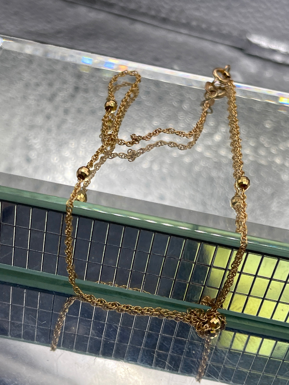Ladies Petite 14 Karat Yellow Gold Ball & Link Chain