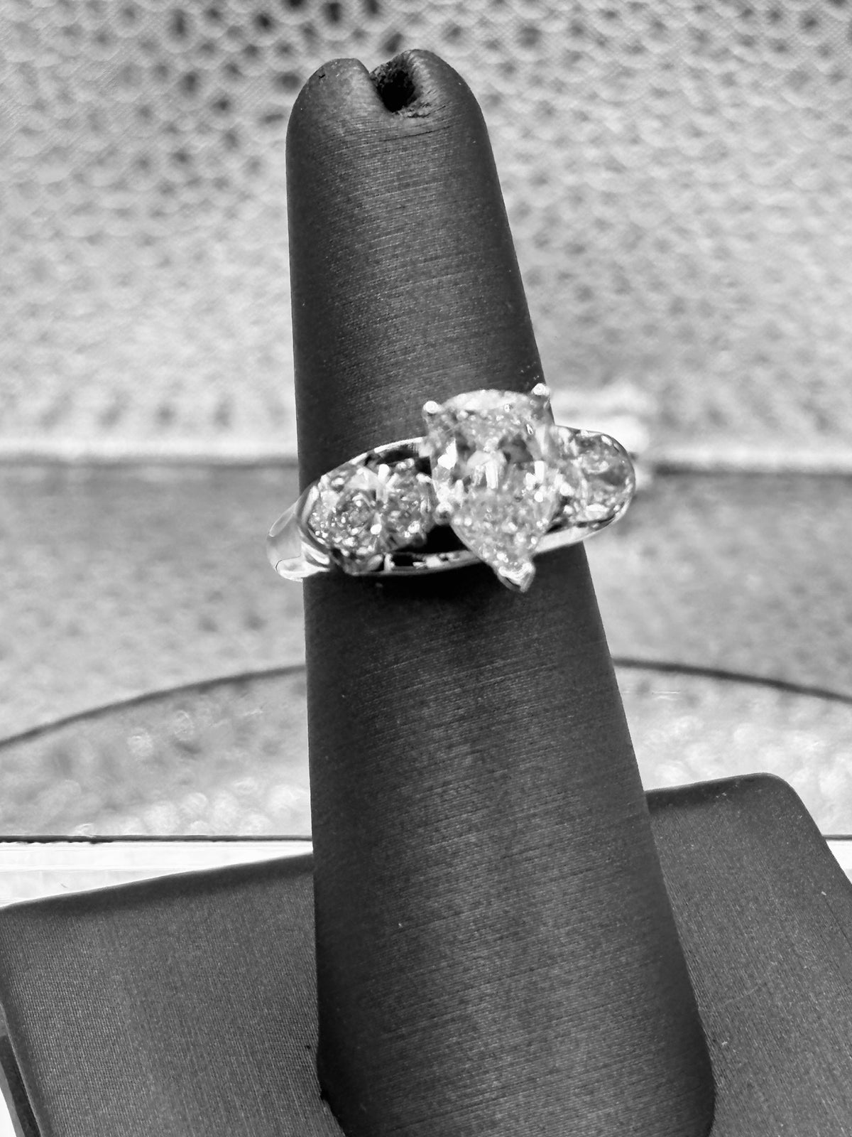 View eight of Ladies 14 Karat White Gold Pear Shape Diamond Engagement Ring