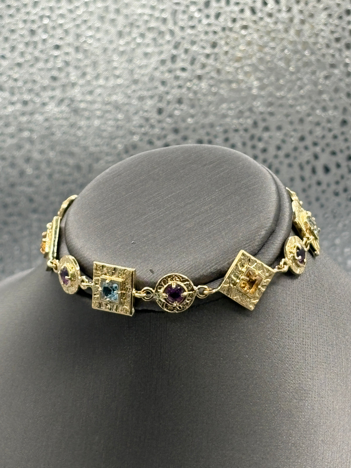 View one of Ladies 14 Karat YG Geometric Shape Colored Stone Bracelet