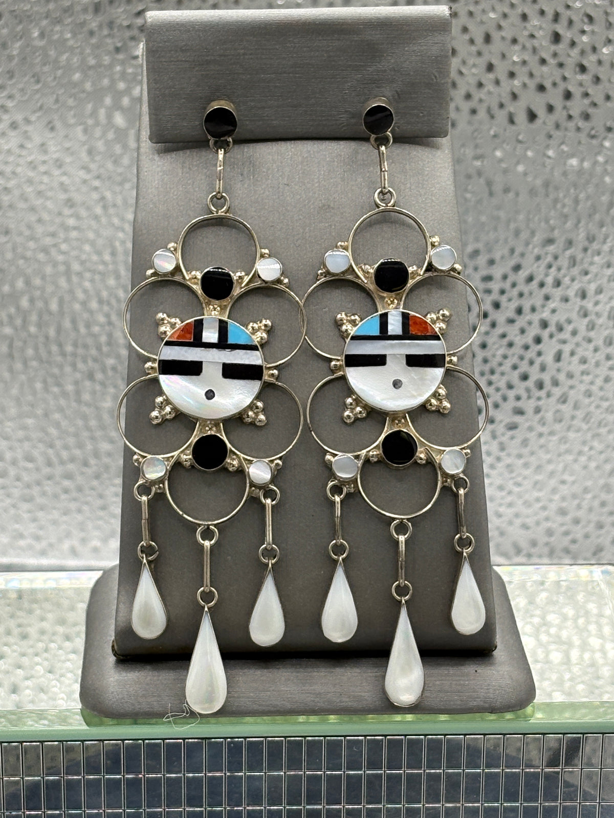 View one of Vintage Navajo Sterling Silver Zuni Earrings