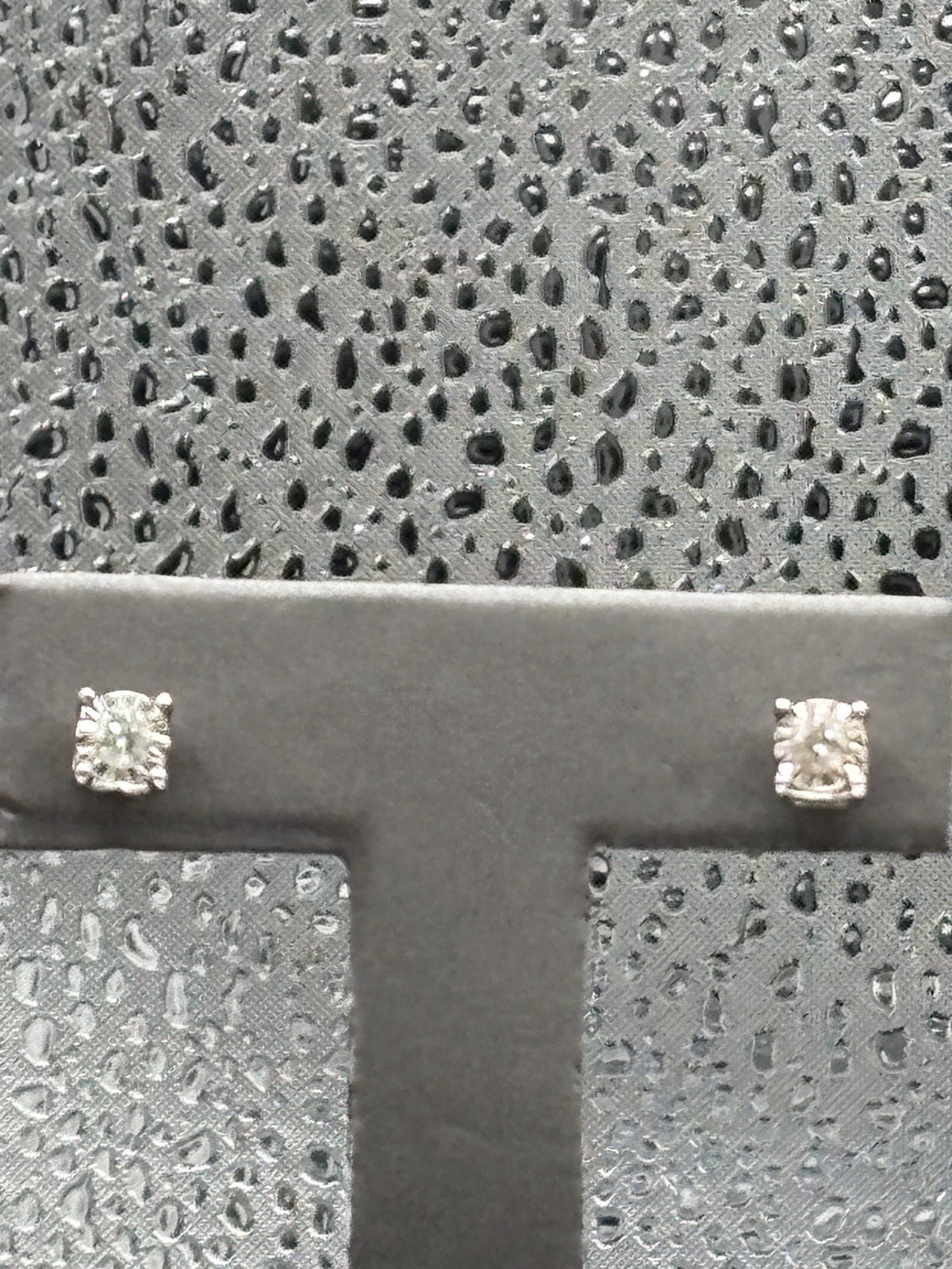 View two of Ladies 14 Karat White Gold Miracle Diamond Stud Earrings