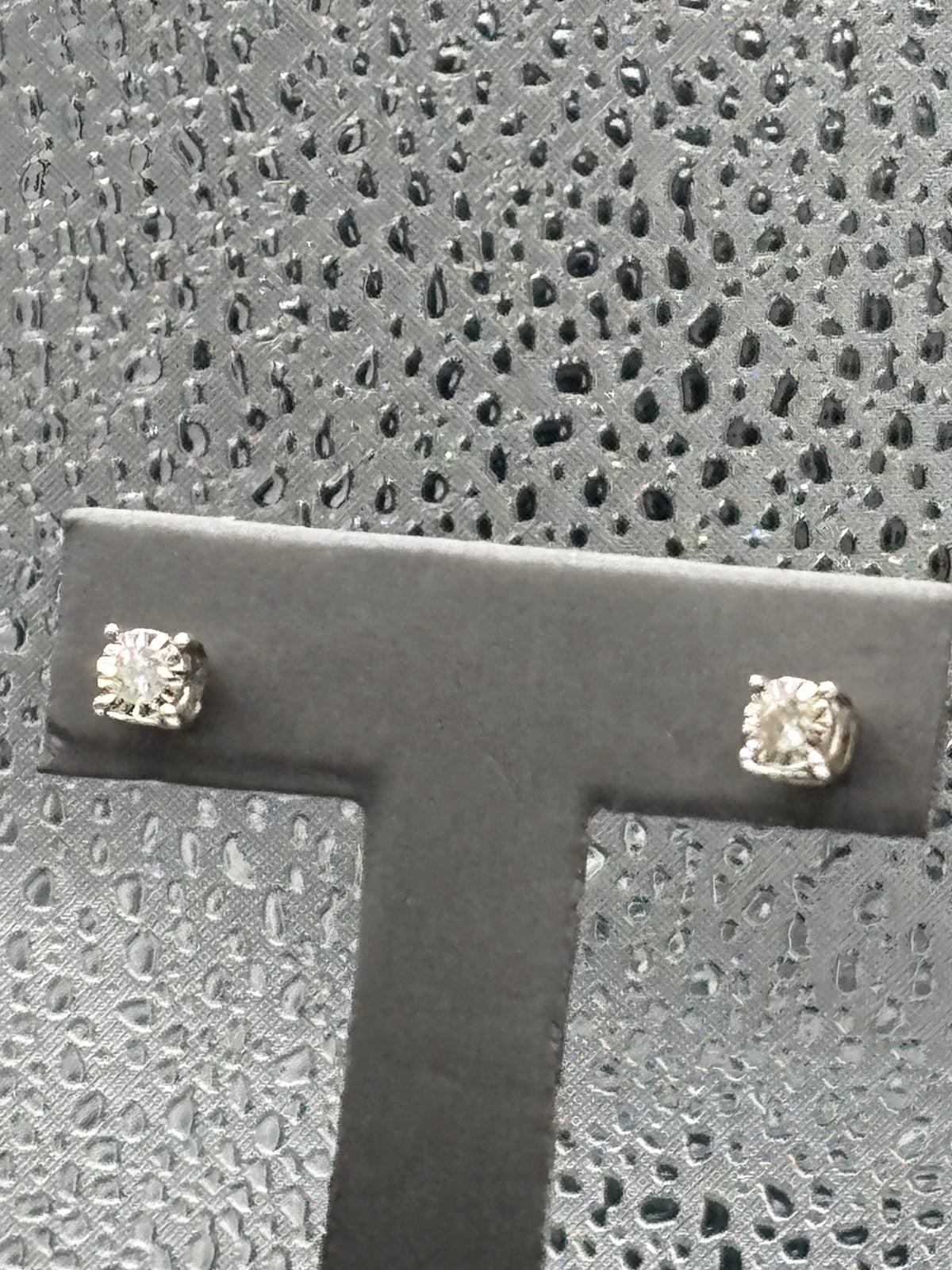 View four of Ladies 14 Karat White Gold Miracle Diamond Stud Earrings