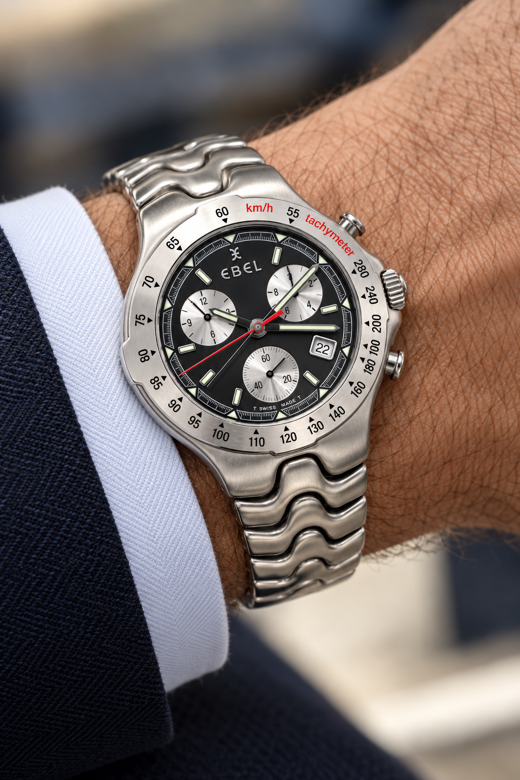 Ebel Men’s Pre-Owned Sportwave S/S 40mm Chronograph Watch E9251641, photo 2