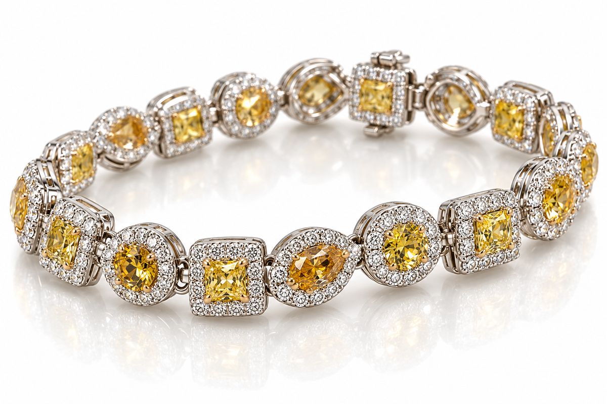 Ladies 18K White Gold 7.50 Carat Fancy Color Diamond Bracelet