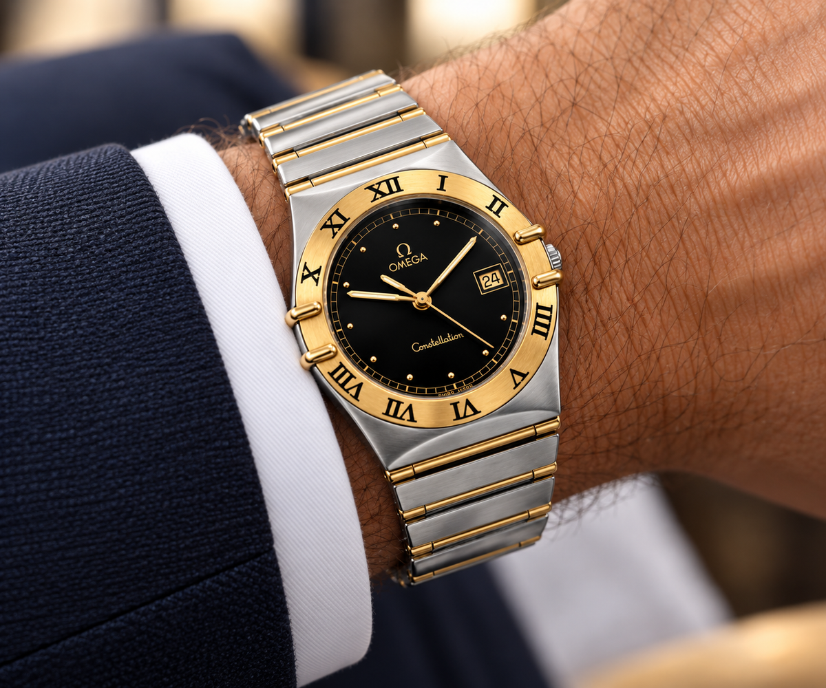 Vintage Omega 18Vintage Omega Constellation Manhattan 18K Yellow Gold Men's Watch – Swiss Made, Circa 1989kt yellow “Constellation Manhattan" watch by Omega