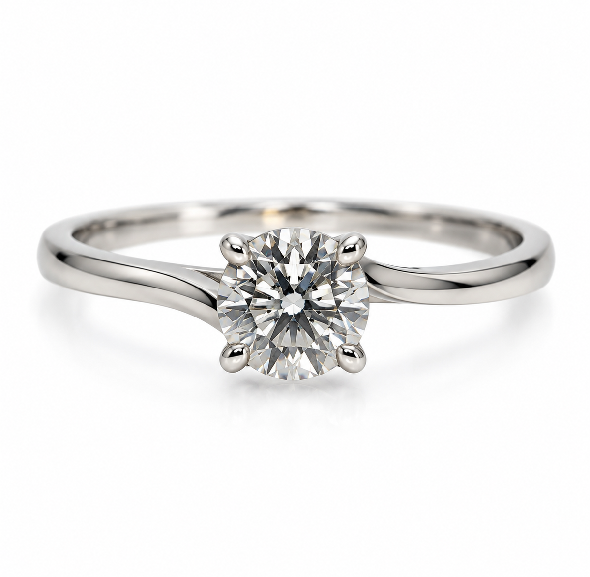 14 Karat White Gold Round Diamond Engagement Ring – 1.17 Carat