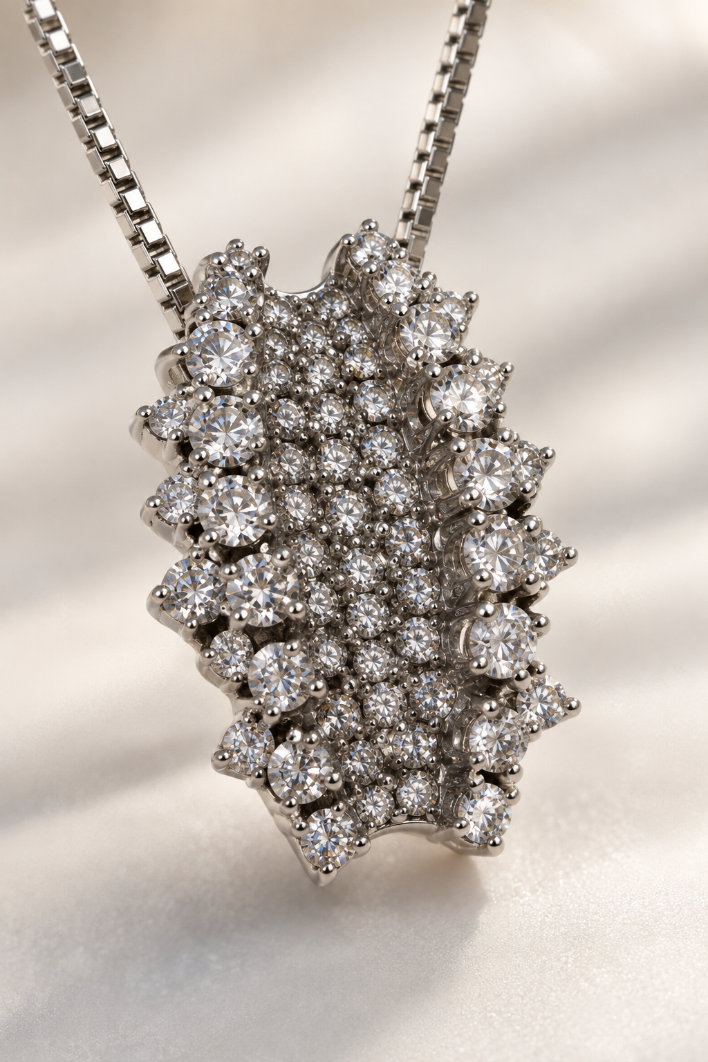 14 Karat White Gold Diamond Cluster Necklace, photo 5