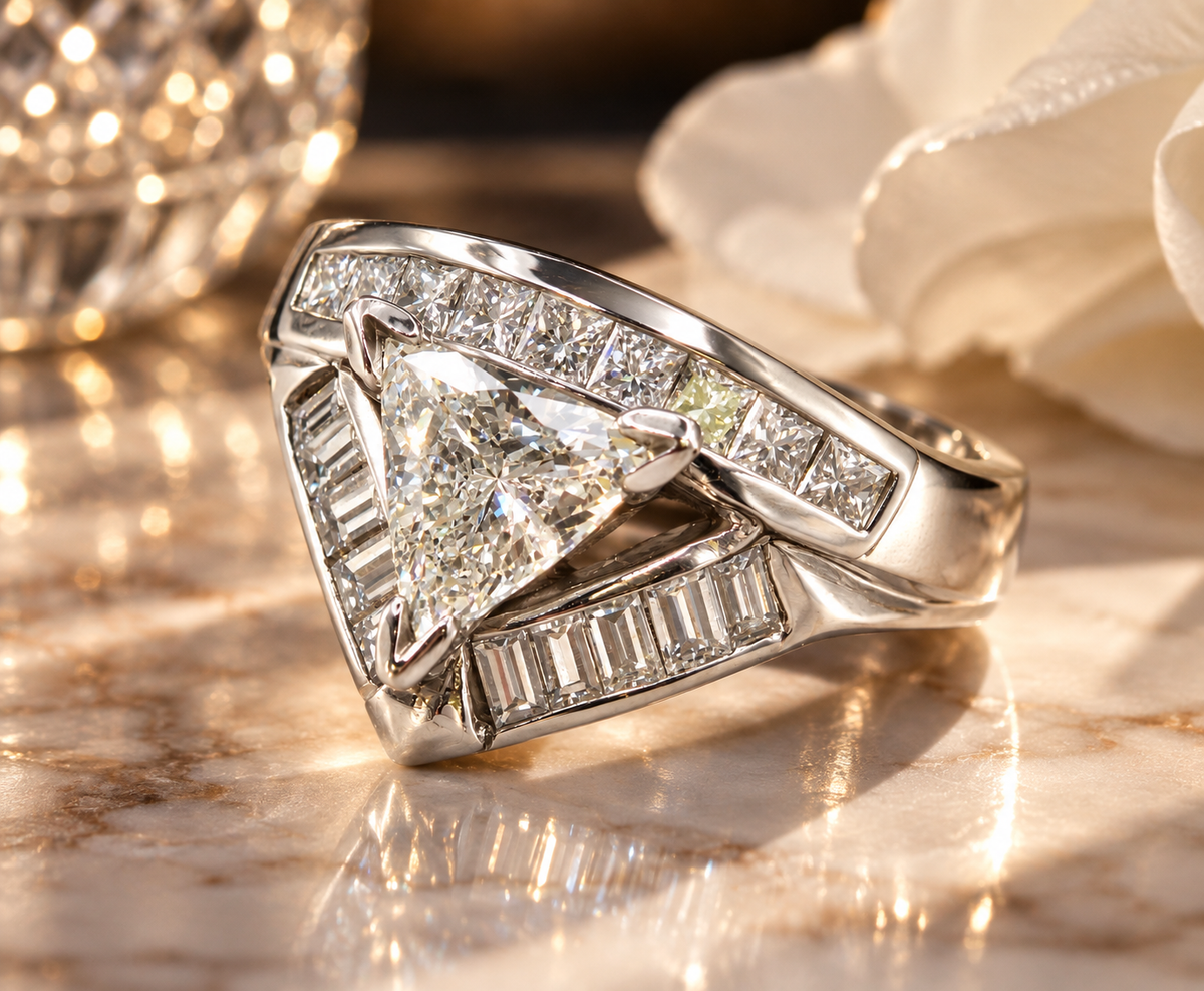 Vintage 14Kt solid white gold diamond ring