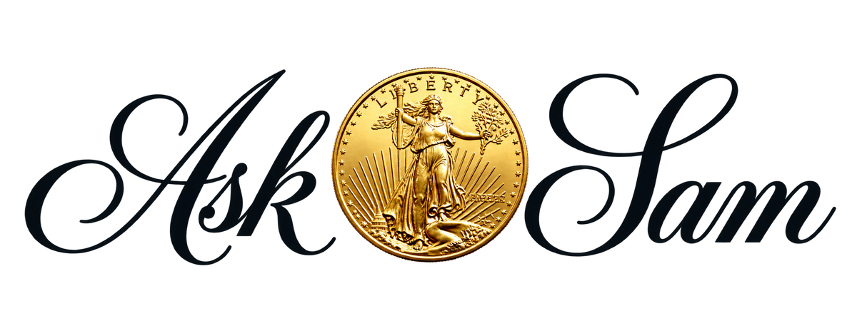 Ask Sam logo with a gold American Eagle coin