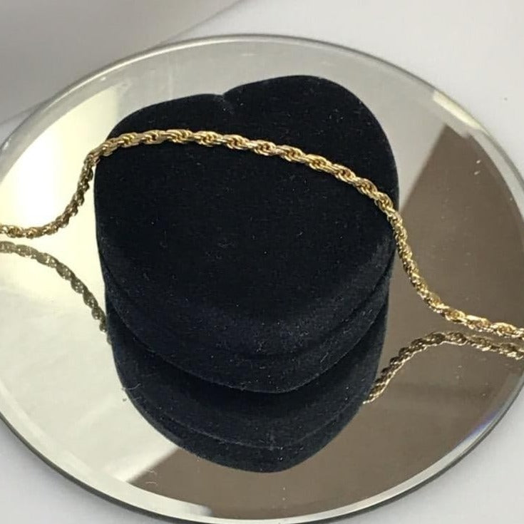 14 karat solid yellow gold diamond cut rope-chain bracelet