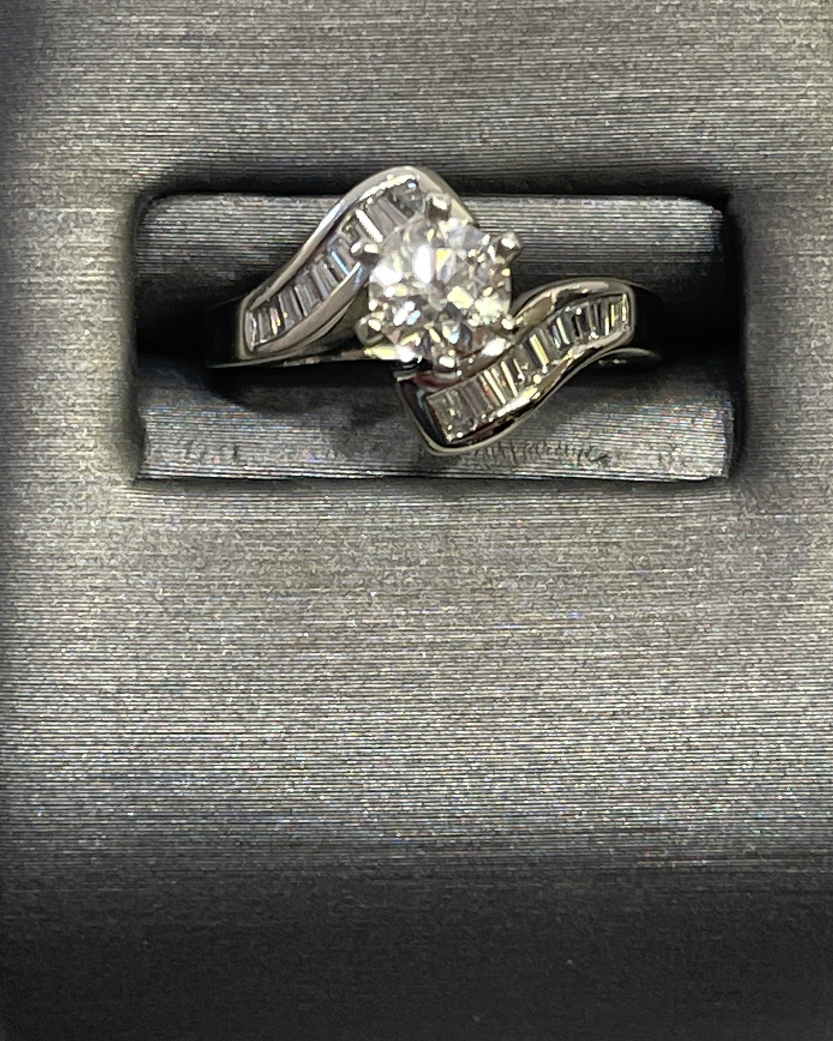 View one of 14 Karat White Gold Diamond Engagement Ring In Bypass Setting