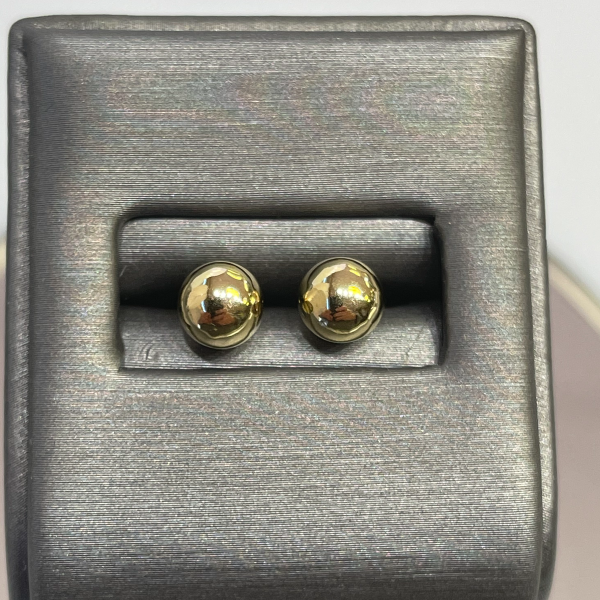 View one of 14 Karat Yellow Gold Double Ball Pierced Earrings