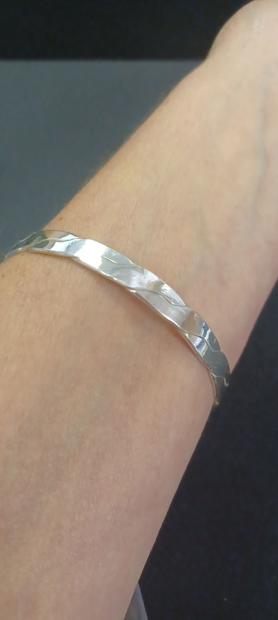Sterling Silver .925 Bangle Bracelet With Etched Design