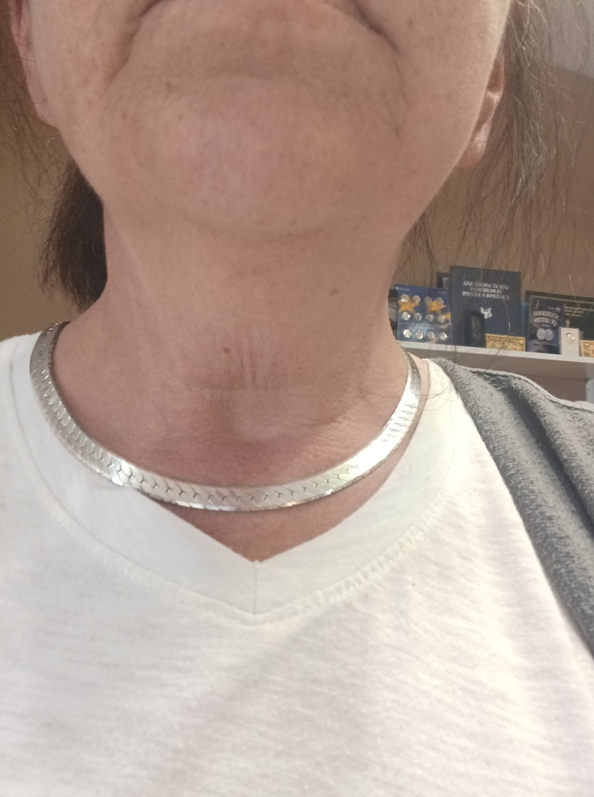 Sterling Silver Wide Herringbone Chain 20" Long Chain