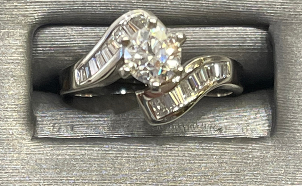 View three of 14 Karat White Gold Diamond Engagement Ring In Bypass Setting