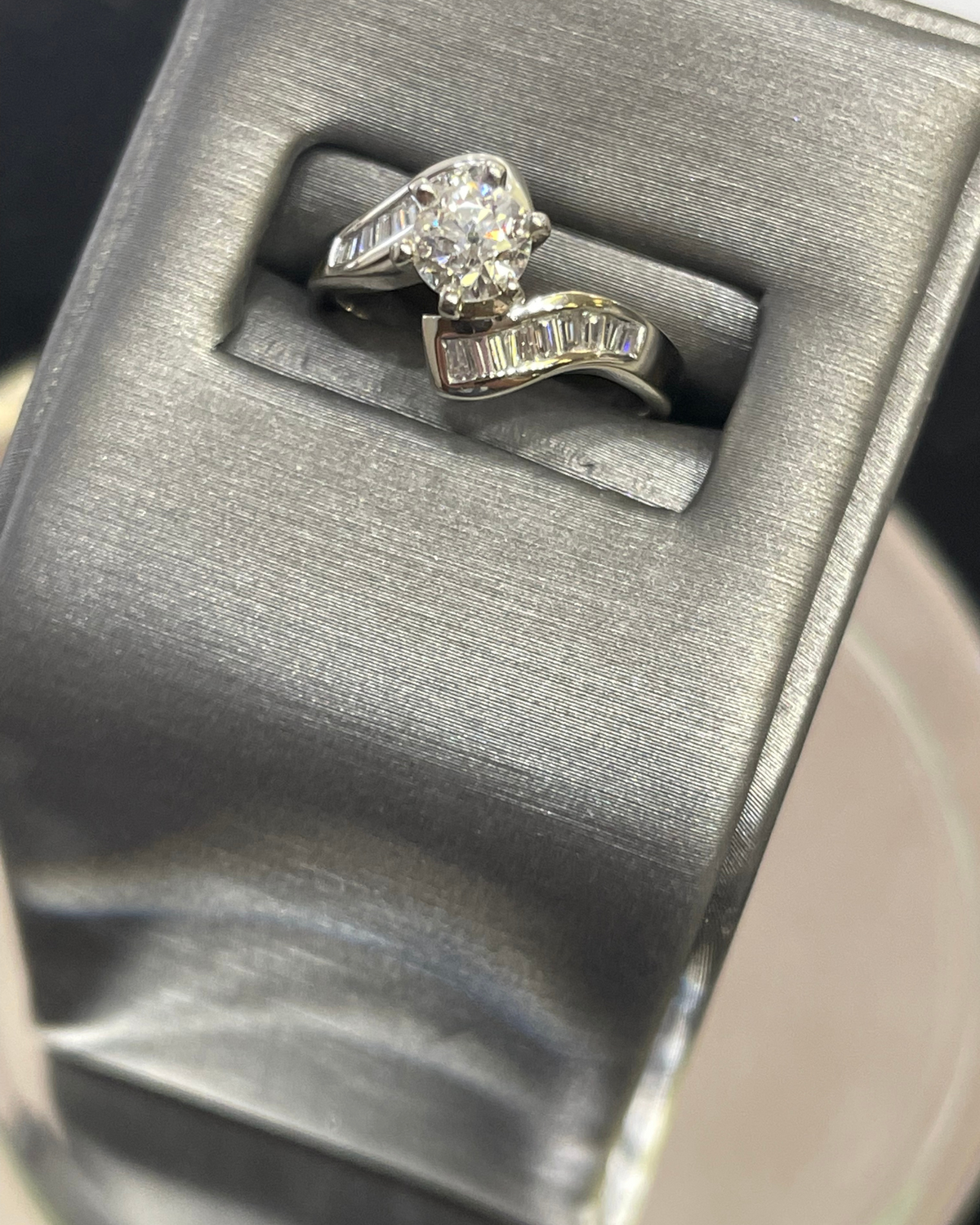 View four of 14 Karat White Gold Diamond Engagement Ring In Bypass Setting