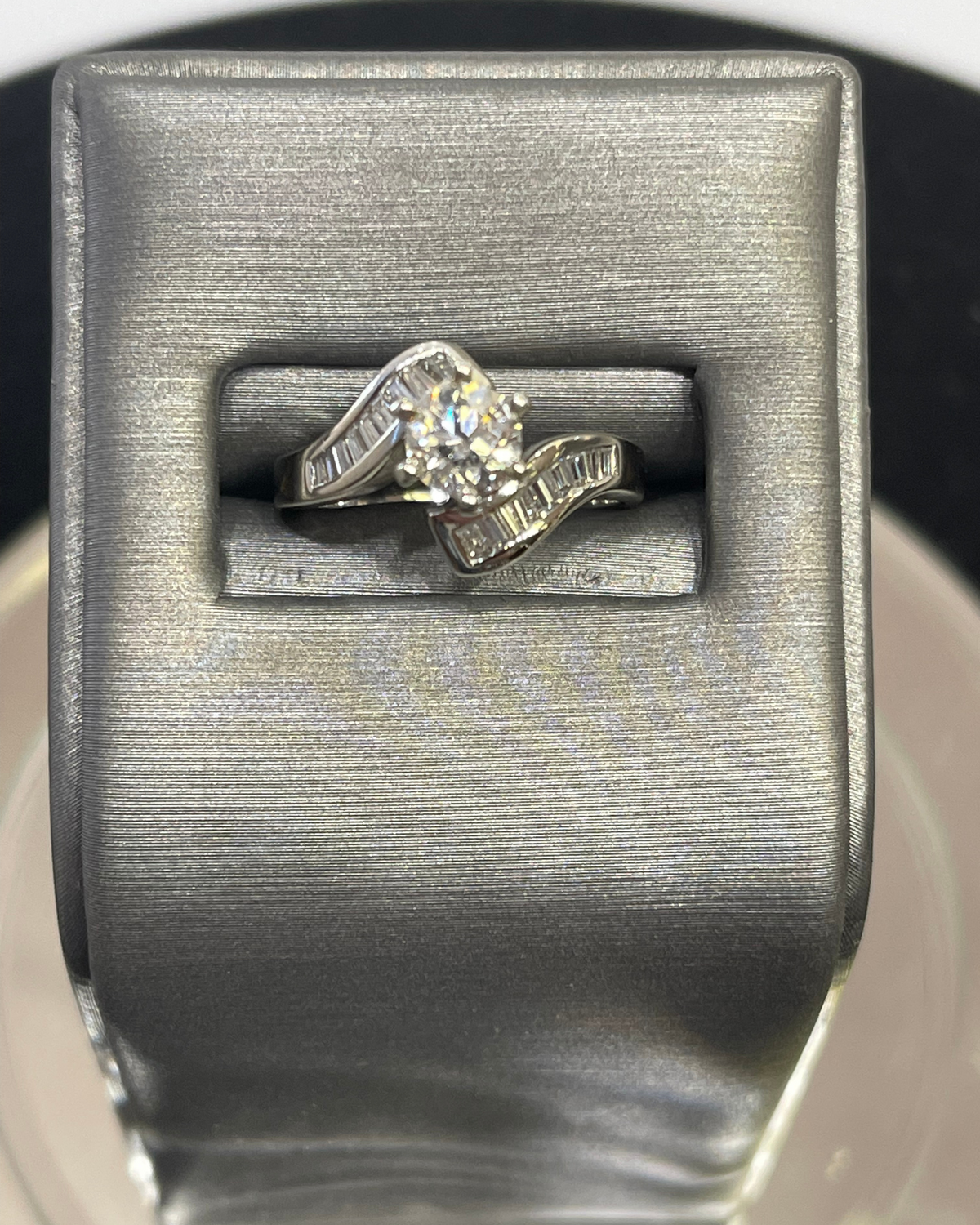 View six of 14 Karat White Gold Diamond Engagement Ring In Bypass Setting