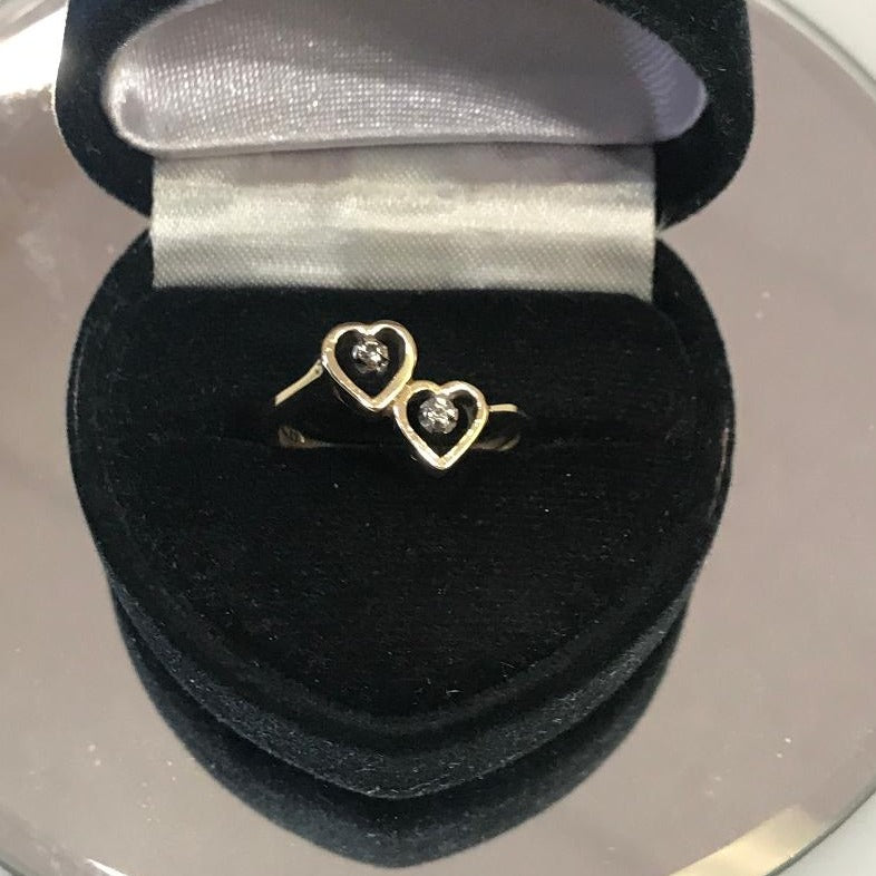 14 Karat Solid Yellow Gold Kissing Heart Diamond Ring - Philadelphia Gold & Silver Exchange