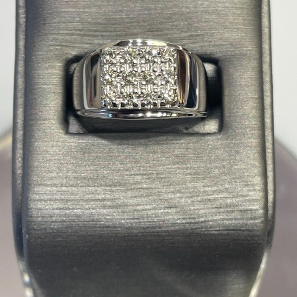 Men's 14 Karat White Gold and Diamond Cluster Ring - Philadelphia Gold & Silver Exchange