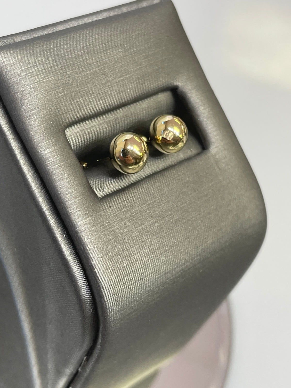 View seven of 14 Karat Yellow Gold Double Ball Pierced Earrings