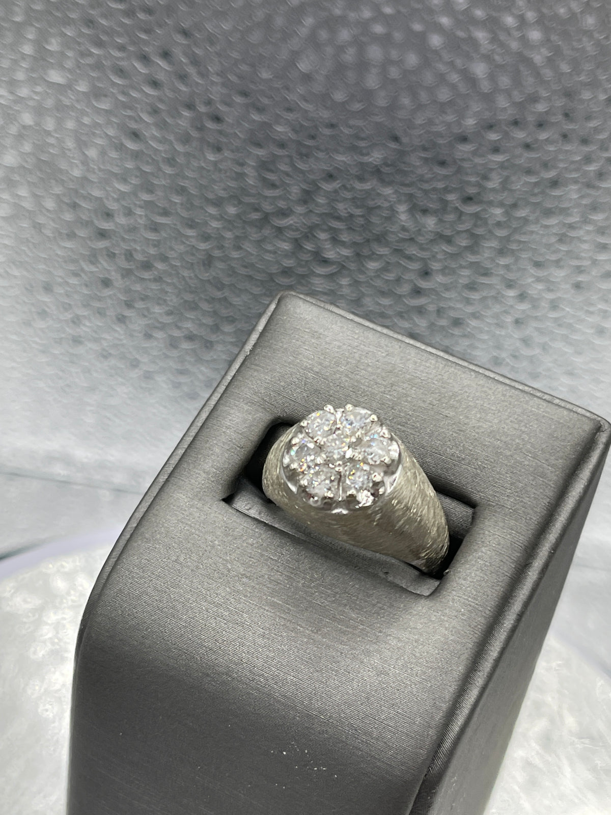 A Fabulous 14 Karat Gold Men's Gypsy Cluster Diamond Ring