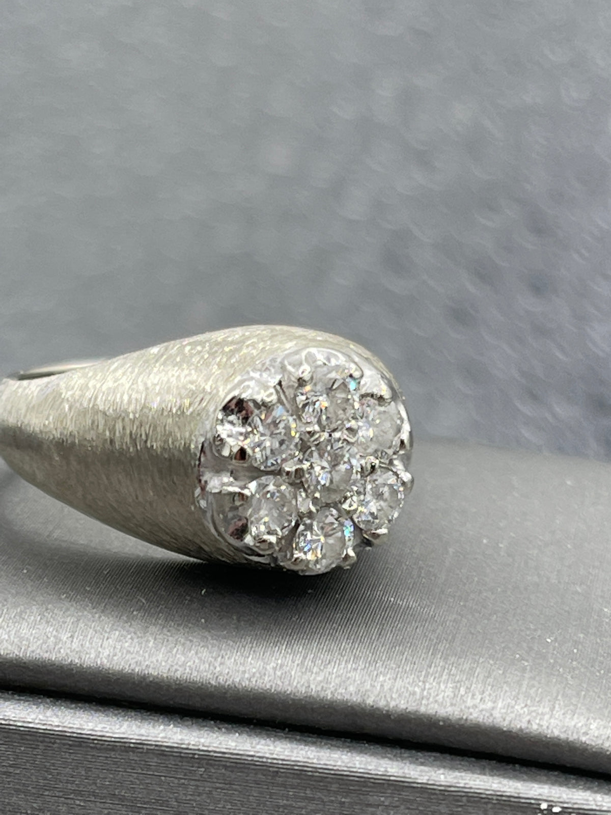 A Fabulous 14 Karat Gold Men's Gypsy Cluster Diamond Ring
