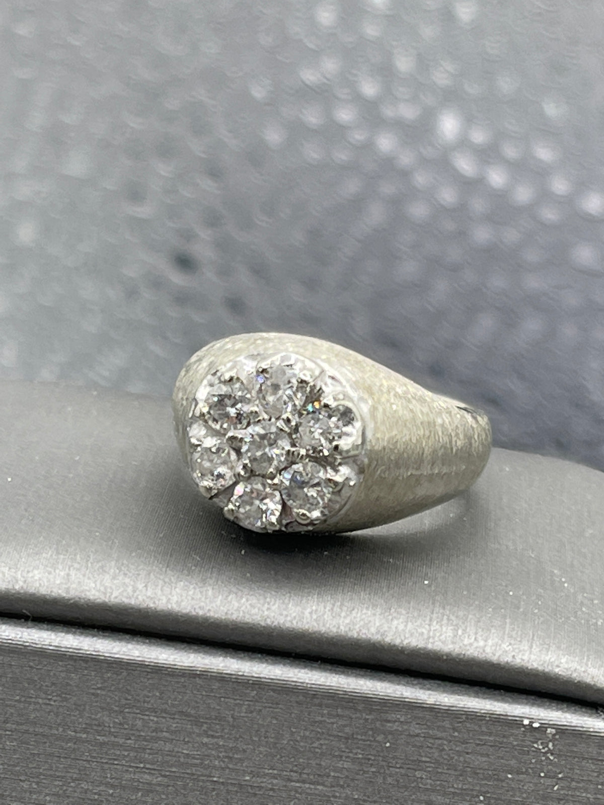 A Fabulous 14 Karat Gold Men's Gypsy Cluster Diamond Ring