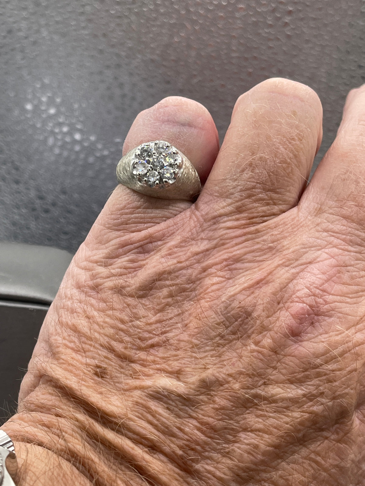 A Fabulous 14 Karat Gold Men's Gypsy Cluster Diamond Ring