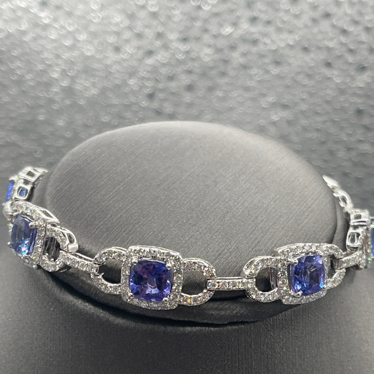 14 Karat White Gold Blue Tanzanite And Diamond Bracelet Over 9 Carats Tanzanite