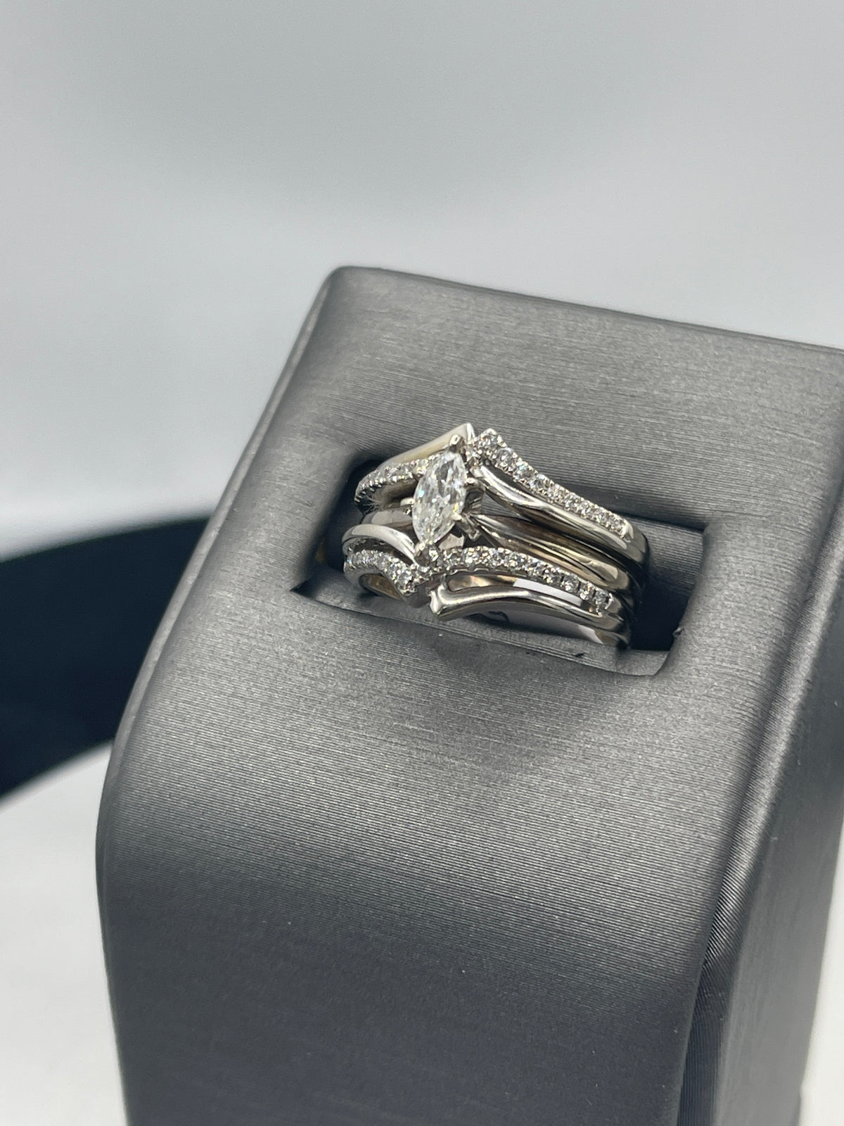 14 Karat White Gold Marquise Diamond Ring With Accenting Diamonds - Philadelphia Gold & Silver Exchange