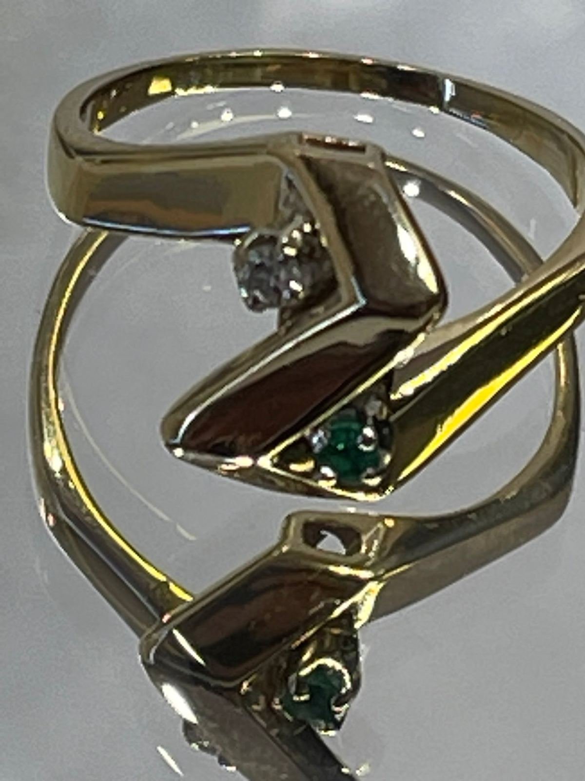 14 Karat Yellow Gold Geometric Diamond & Emerald Designed Ring - Philadelphia Gold & Silver Exchange
