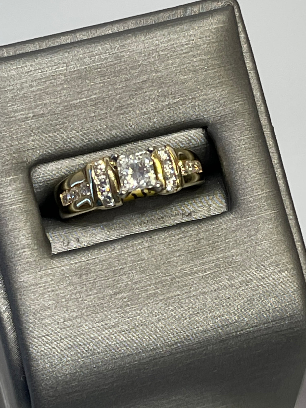 View two of 14 Karat Yellow Gold Princess Cut Diamond Engagement Ring