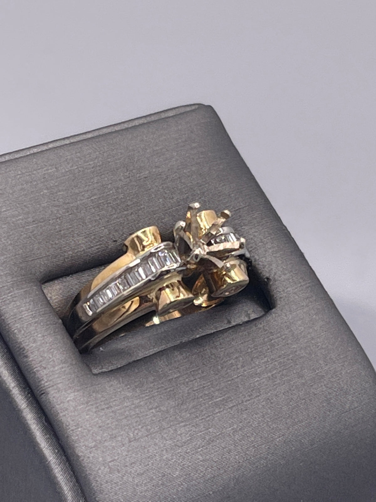 Ladies 14 Karat Yellow Gold Baguette & Round Diamond Remount