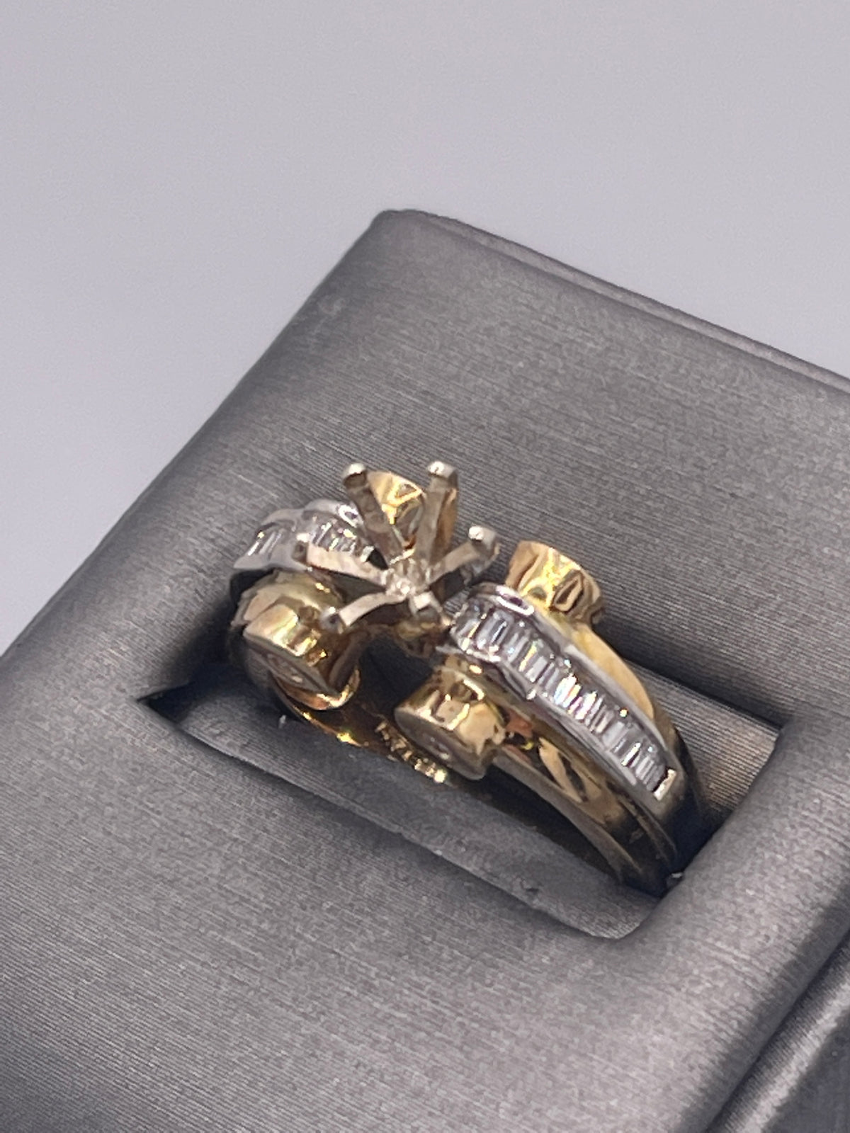 Ladies 14 Karat Yellow Gold Baguette & Round Diamond Remount