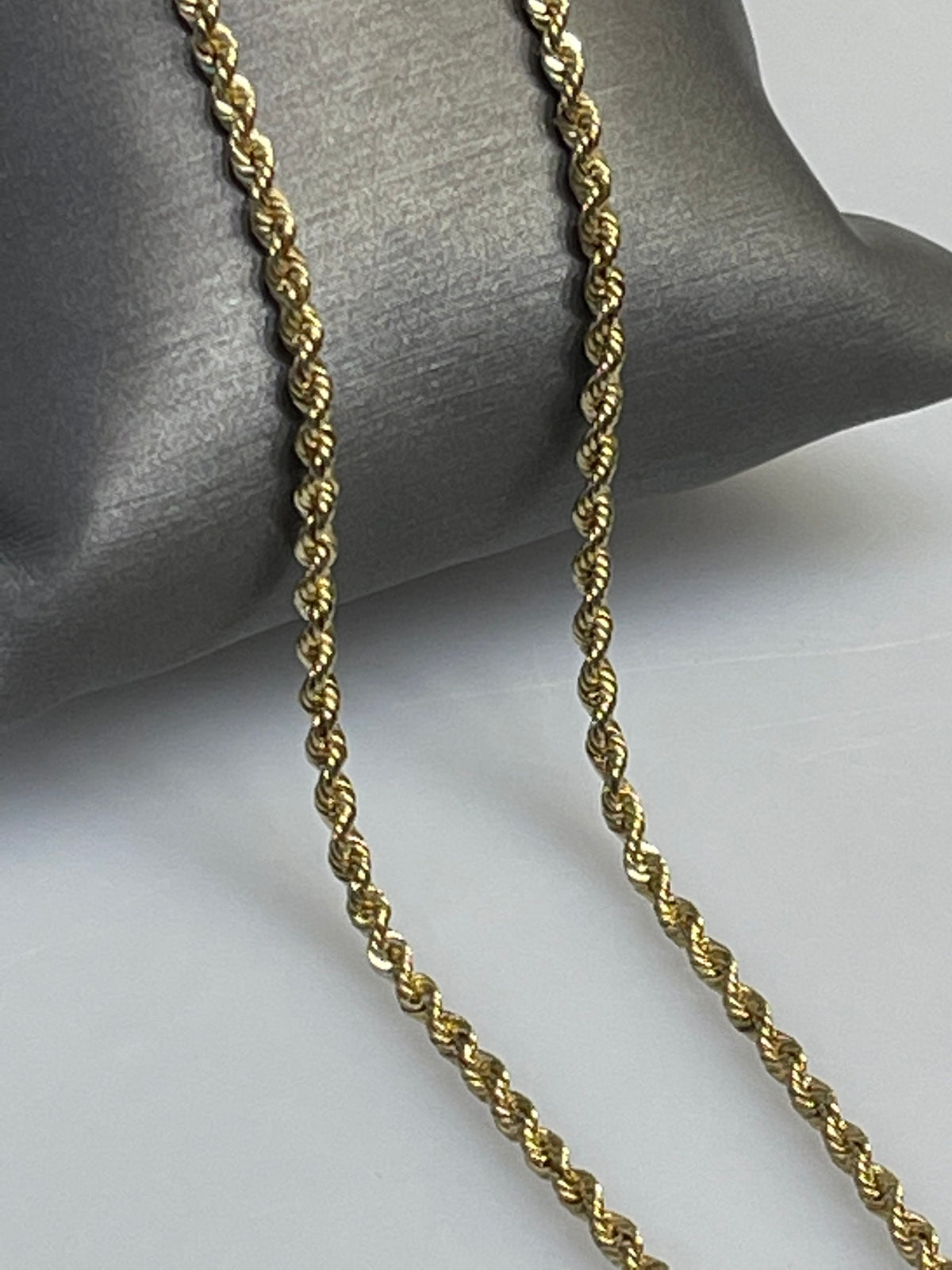 View nine of 14 Karat Yellow Gold Diamond Cut Rope Chain