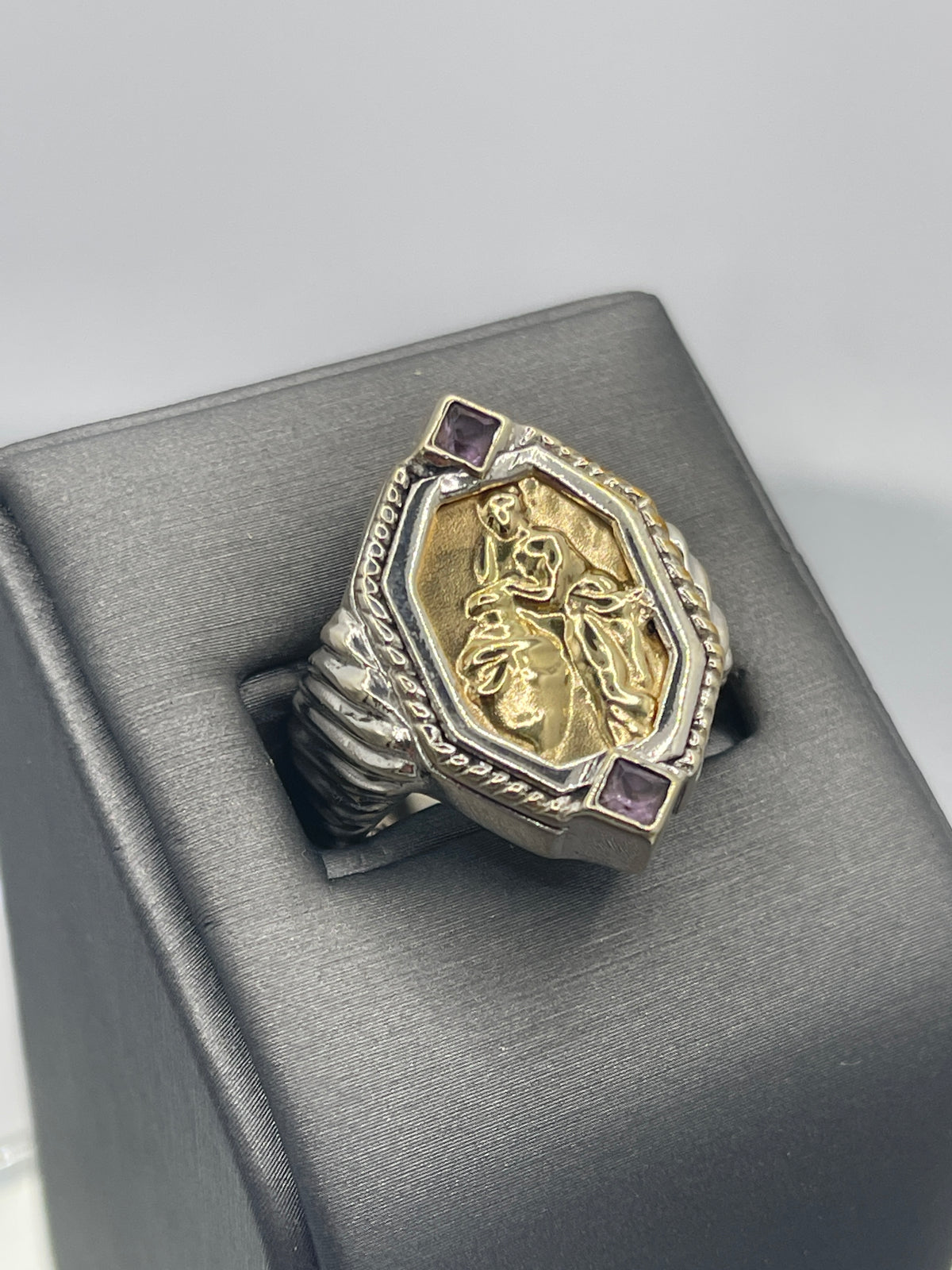 View six of Ladies Vintage Tagliamonte 18 Karat Yellow Gold & Sterling Silver Ring