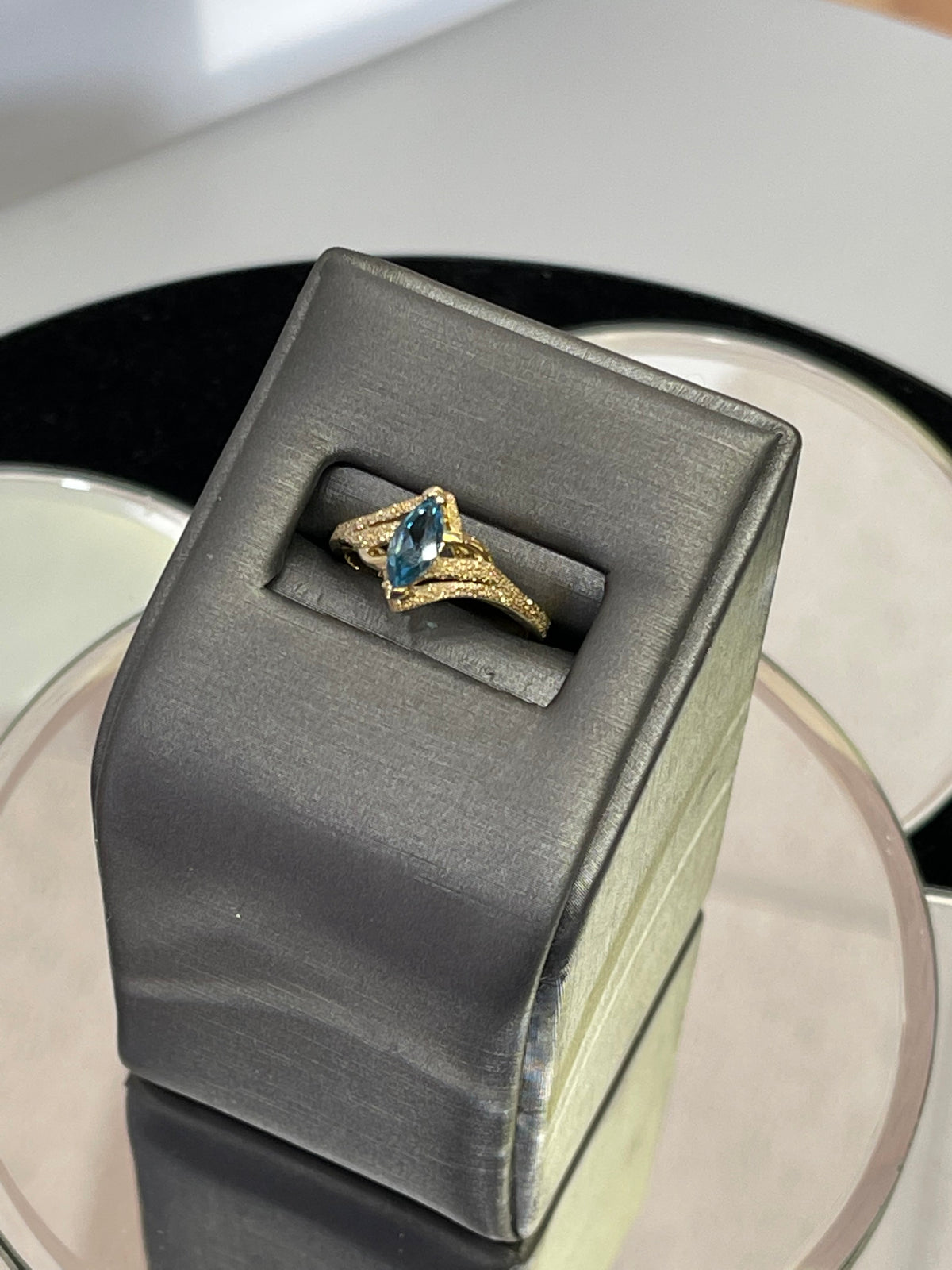 14 Karat Yellow Gold Marquise Shaped Blue Topaz Ring - Philadelphia Gold & Silver Exchange