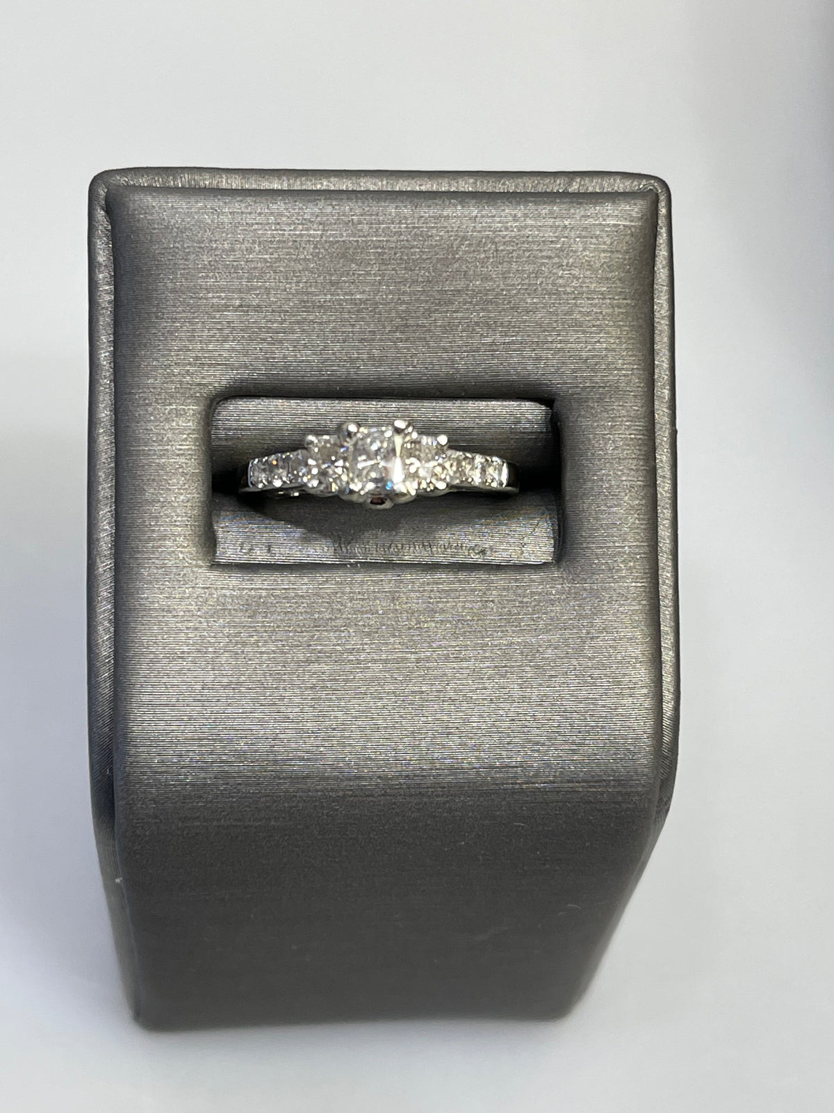 14 Karat White Gold Radiant Cut Diamond Engagement Ring 3 Beautiful Radiant Diamonds W Round Accents