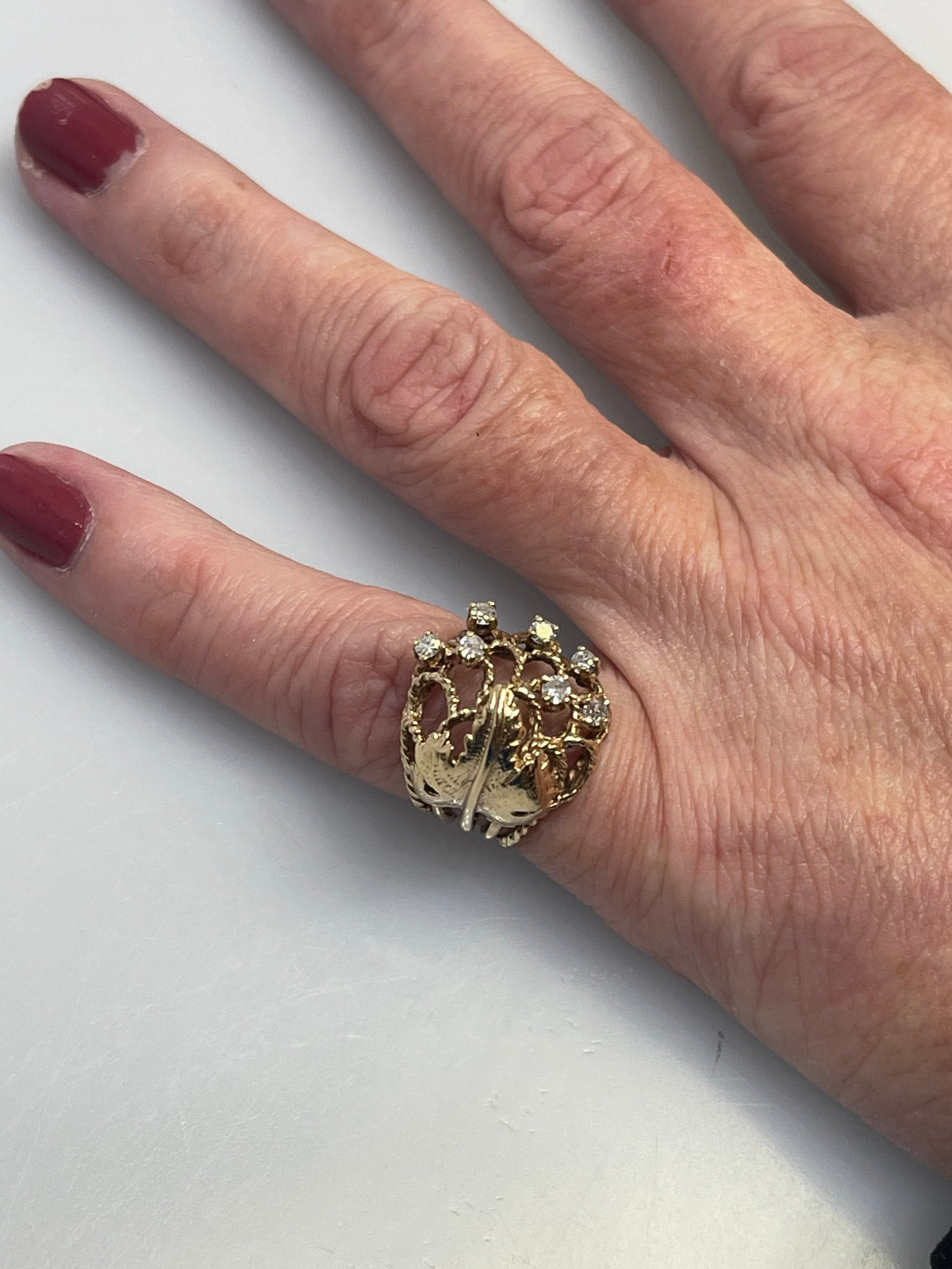 Vintage 14K Yellow Gold Open Cluster Diamond Ring - Philadelphia Gold & Silver Exchange