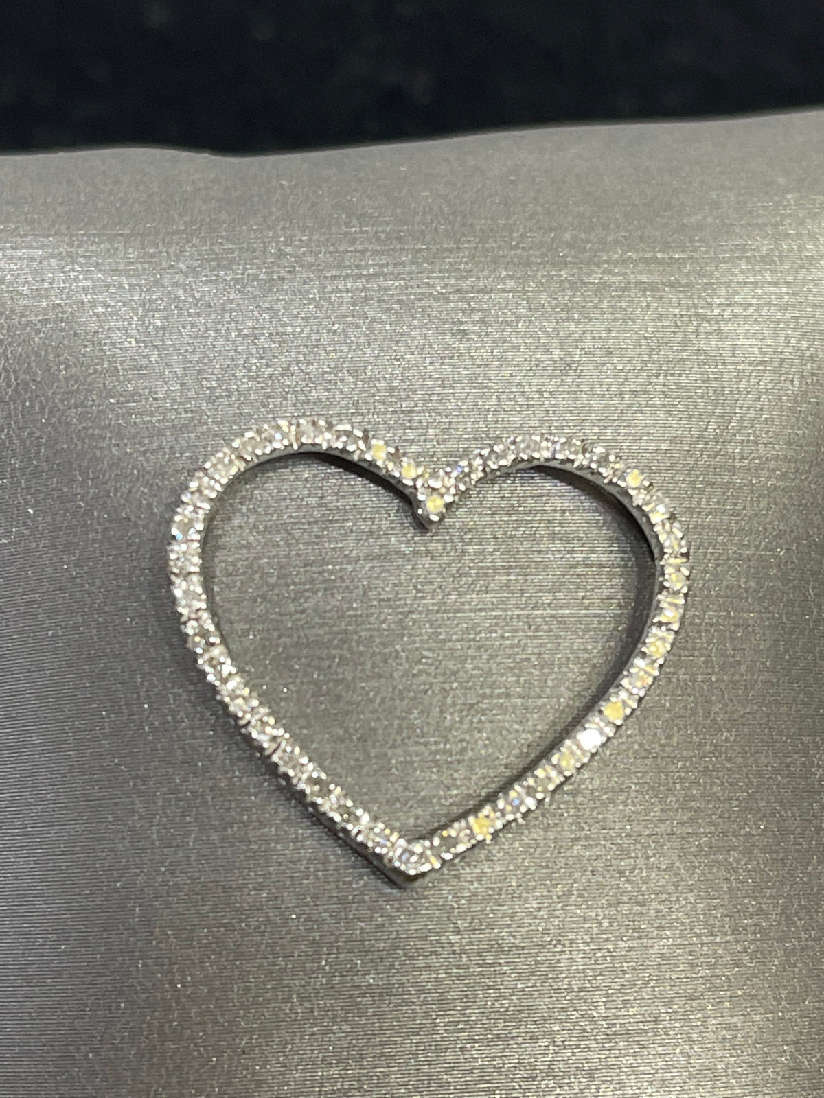 10 Karat White Gold Diamond Heart Pendant 1/2 Carat Total Diamond Weight Round Diamonds