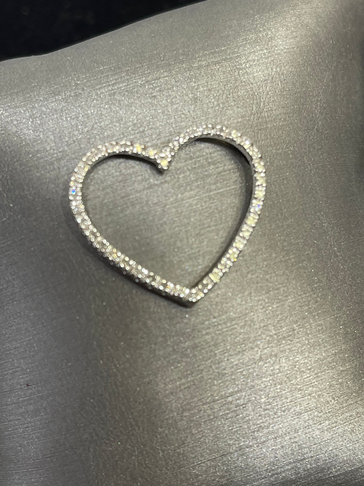 10 Karat White Gold Diamond Heart Pendant 1/2 Carat Total Diamond Weight Round Diamonds
