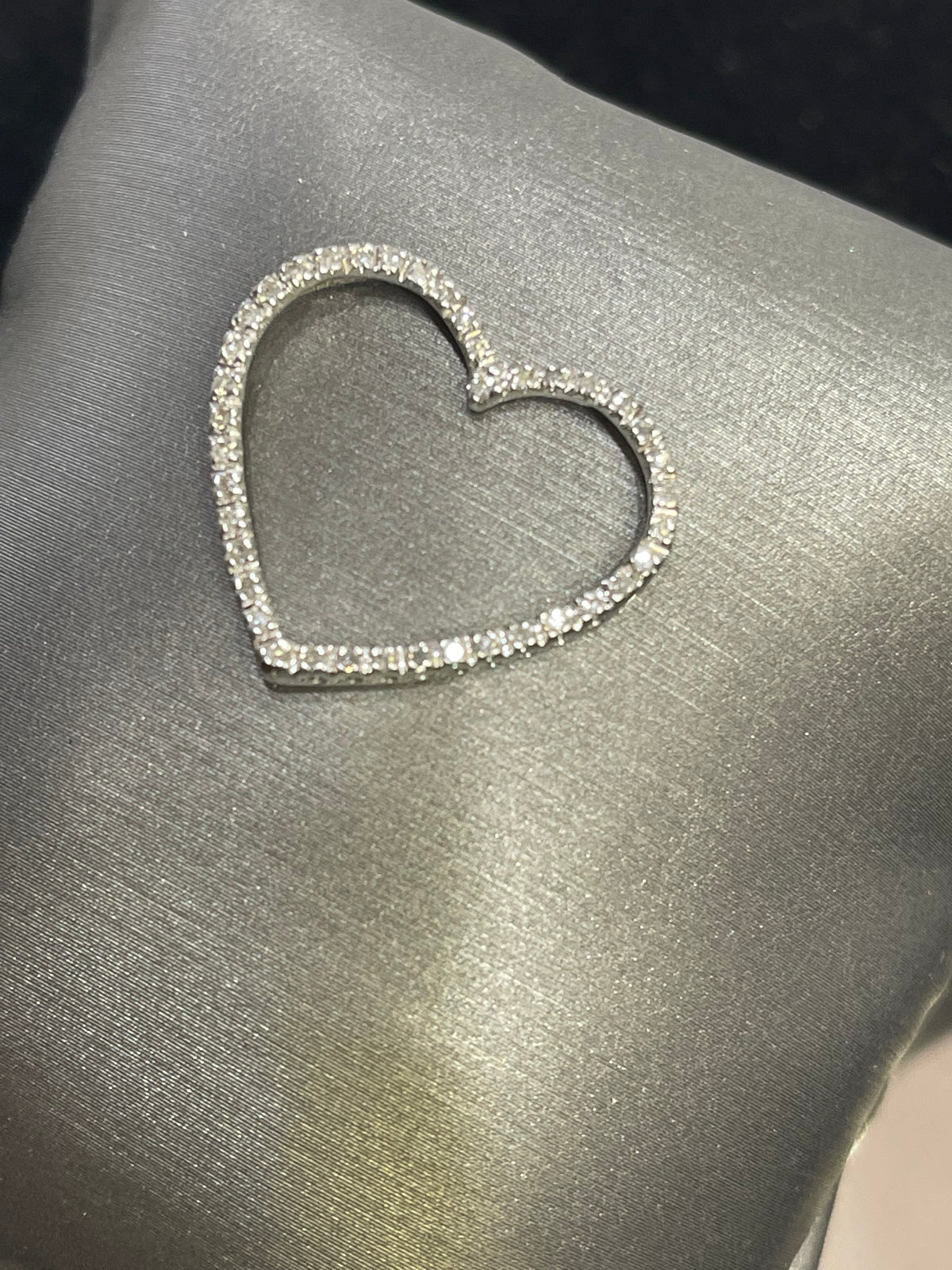 10 Karat White Gold Diamond Heart Pendant 1/2 Carat Total Diamond Weight Round Diamonds