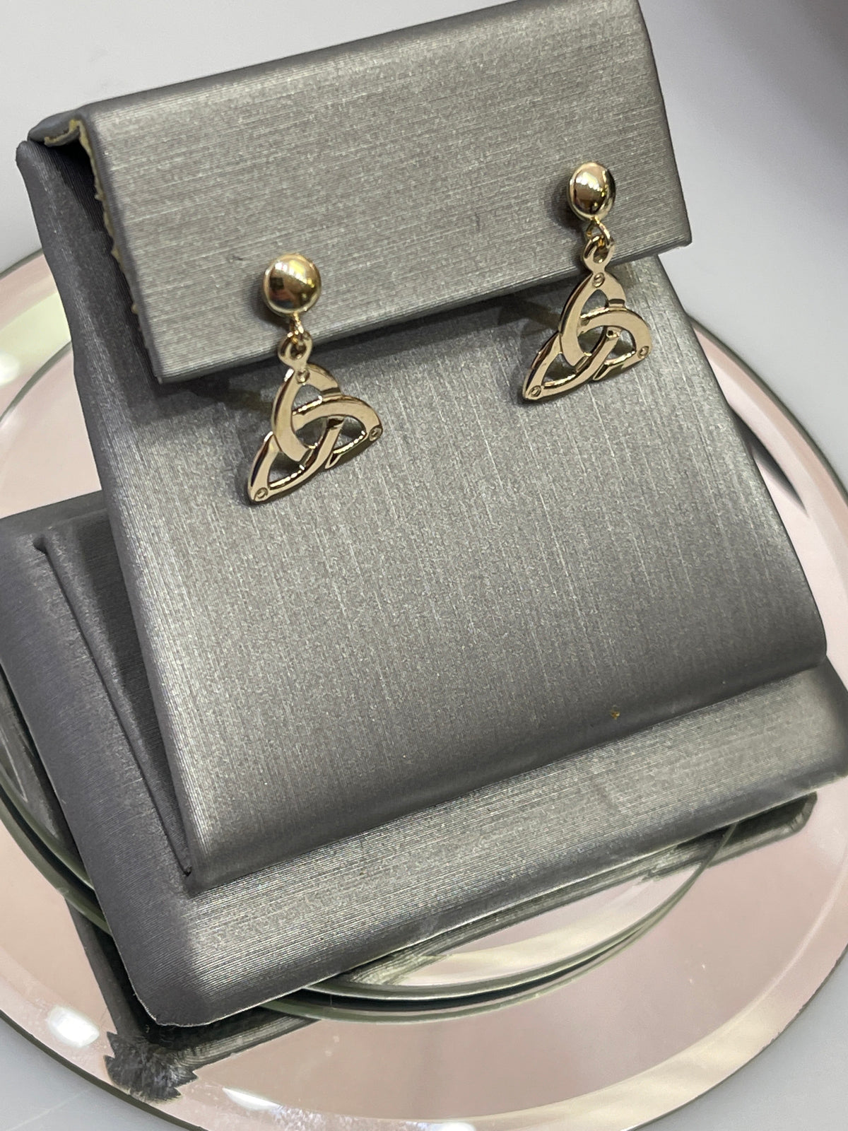 14 Karat Yellow Gold Trinity Dangling Earrings Made In Ireland