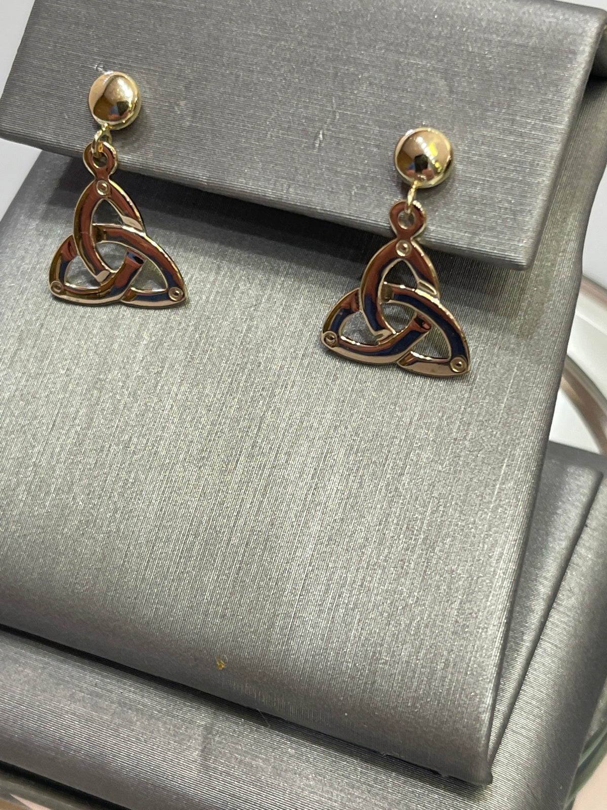 14 Karat Yellow Gold Trinity Dangling Earrings Made In Ireland