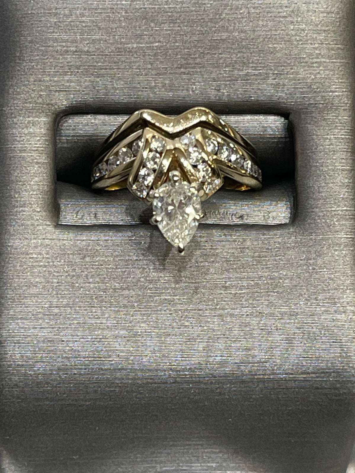 View one of 14 Karat Yellow Gold Pear Shaped Diamond Engagement Ring