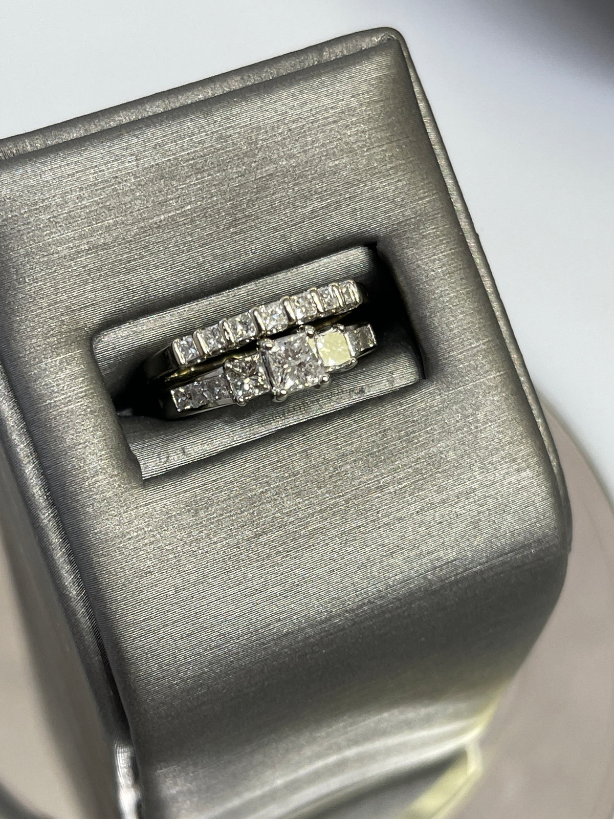 view two of 14 Karat White Gold Diamond Engagement Ring And Wedding Band Ring Wedding Set