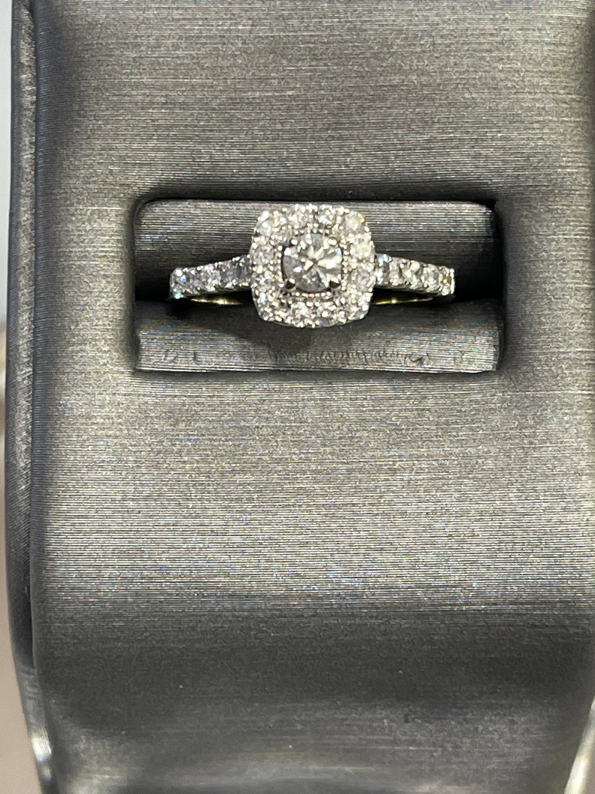 14 Karat White Gold Diamond Engagement Ring With Diamond Halo